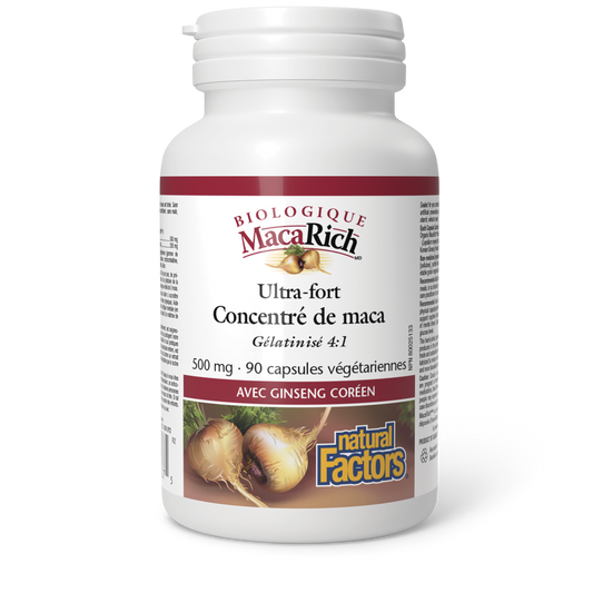 MacaRich Biologique Ultra-fort Concentré de maca 500 mg, Natural Factors|v|image|4537