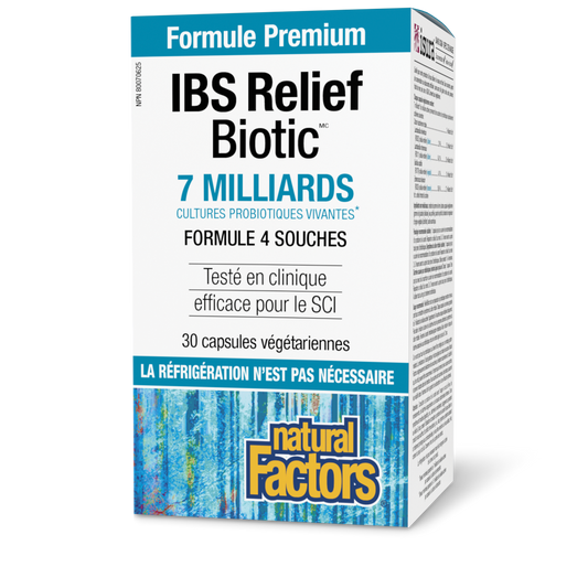 IBS Relief Biotic 7 milliards de cultures probiotiques vivantes, Natural Factors|v|image|1861