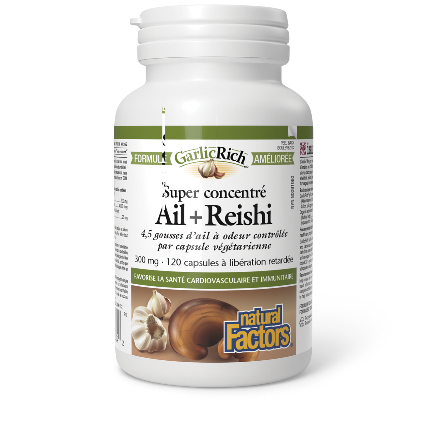 GarlicRich Super concentré Ail+Reishi 300 mg, Natural Factors|v|image|2334