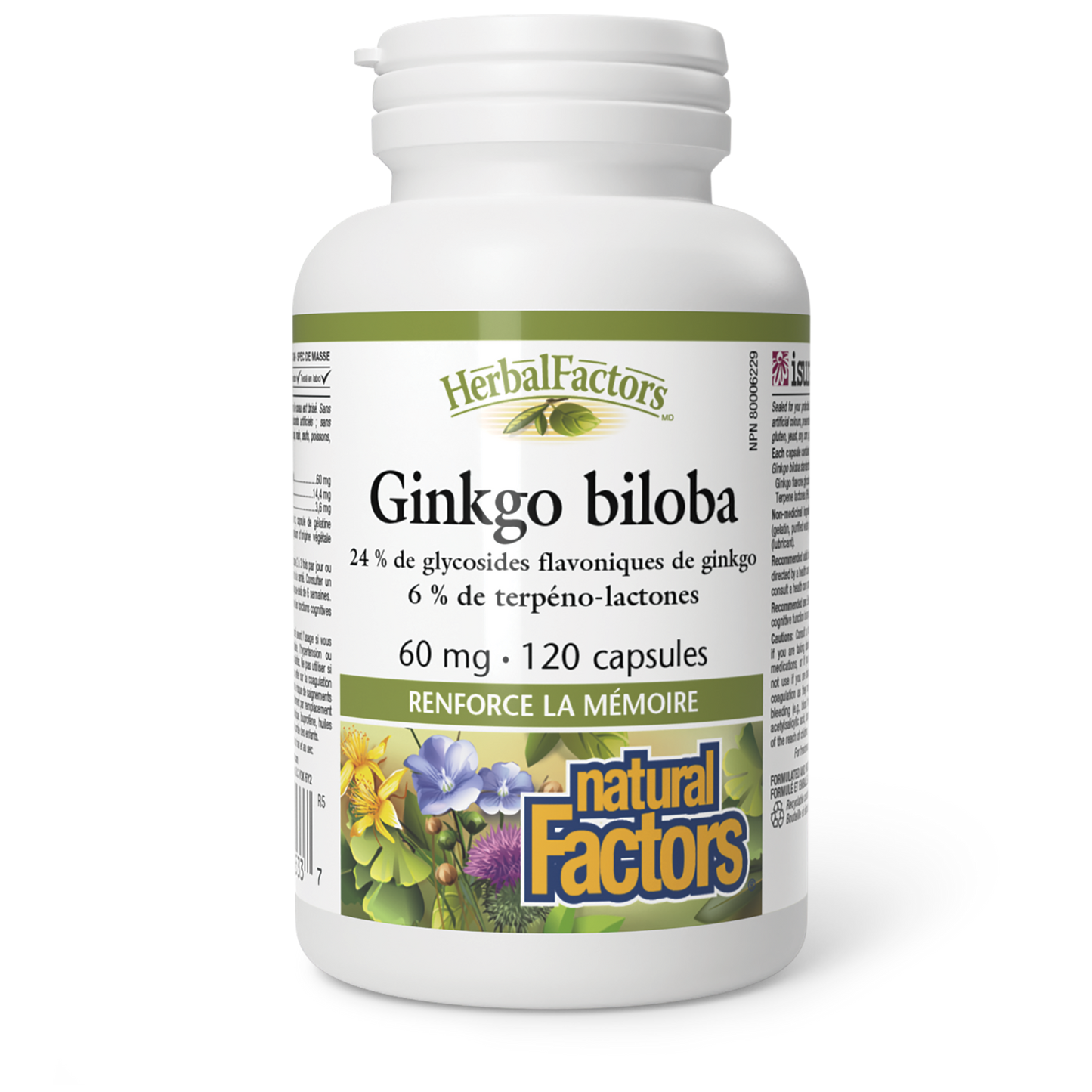 Ginkgo biloba 60 mg, HerbalFactors, Natural Factors|v|image|4533