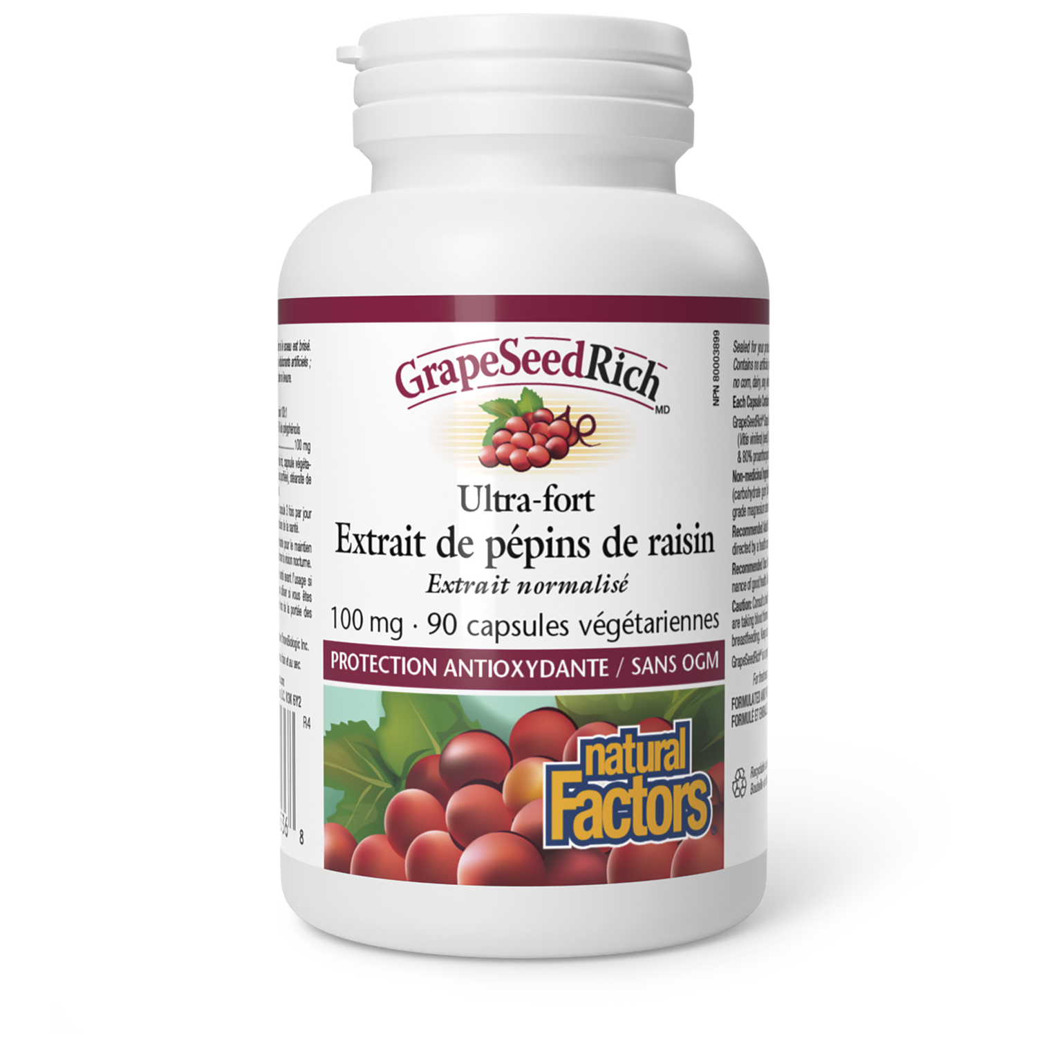 GrapeSeedRich Ultra-fort Extrait de pépins de raisin 100 mg, Natural Factors|v|image|4536