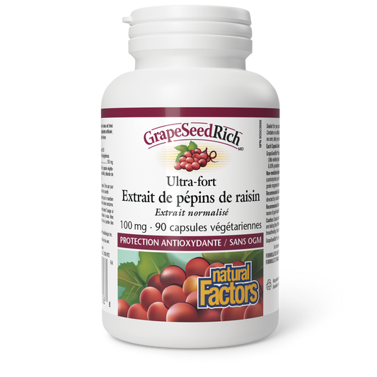 GrapeSeedRich Ultra-fort Extrait de pépins de raisin 100 mg, Natural Factors|v|image|4536