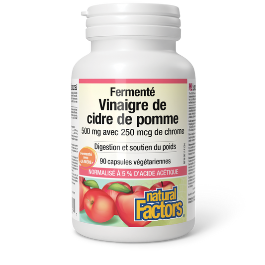 Vinaigre de cidre de pomme fermenté avec chrome, Natural Factors|v|image|2057