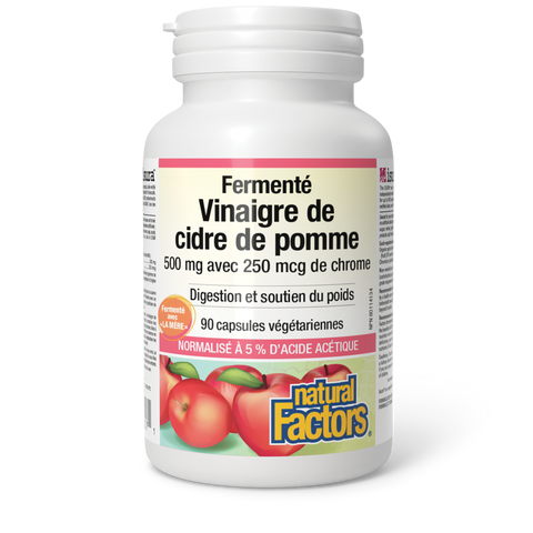 Vinaigre de cidre de pomme fermenté avec chrome, Natural Factors|v|image|2057