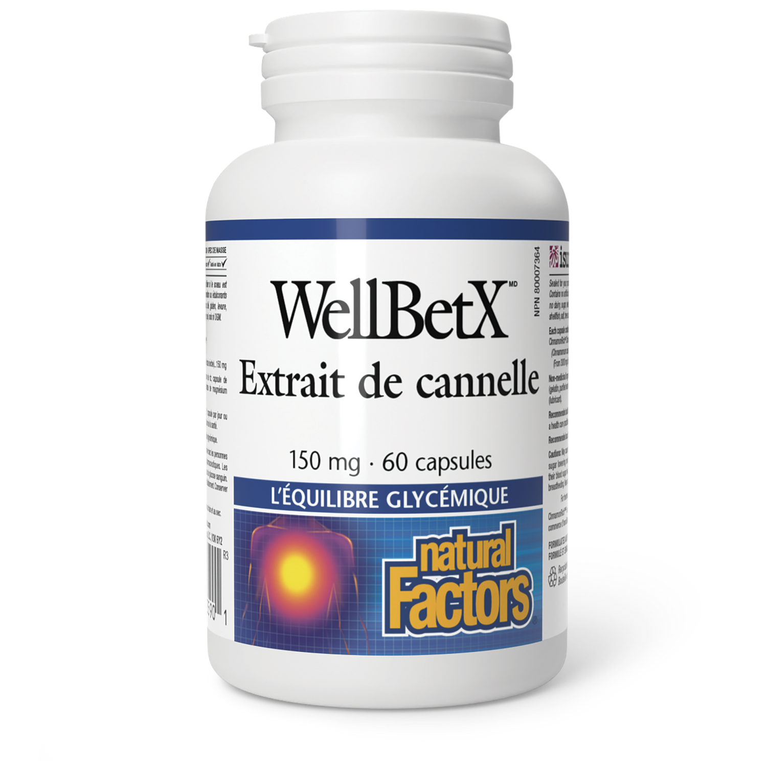 WellBetX Extrait de cannelle 150 mg, Natural Factors|v|image|3590