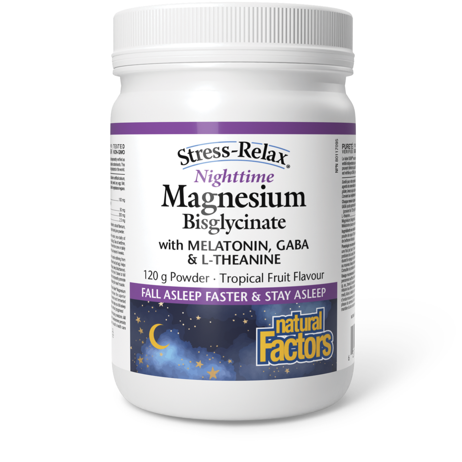 Nighttime Magnesium Bisglycinate Stress Relax, Natural Factors|v|image|3528
